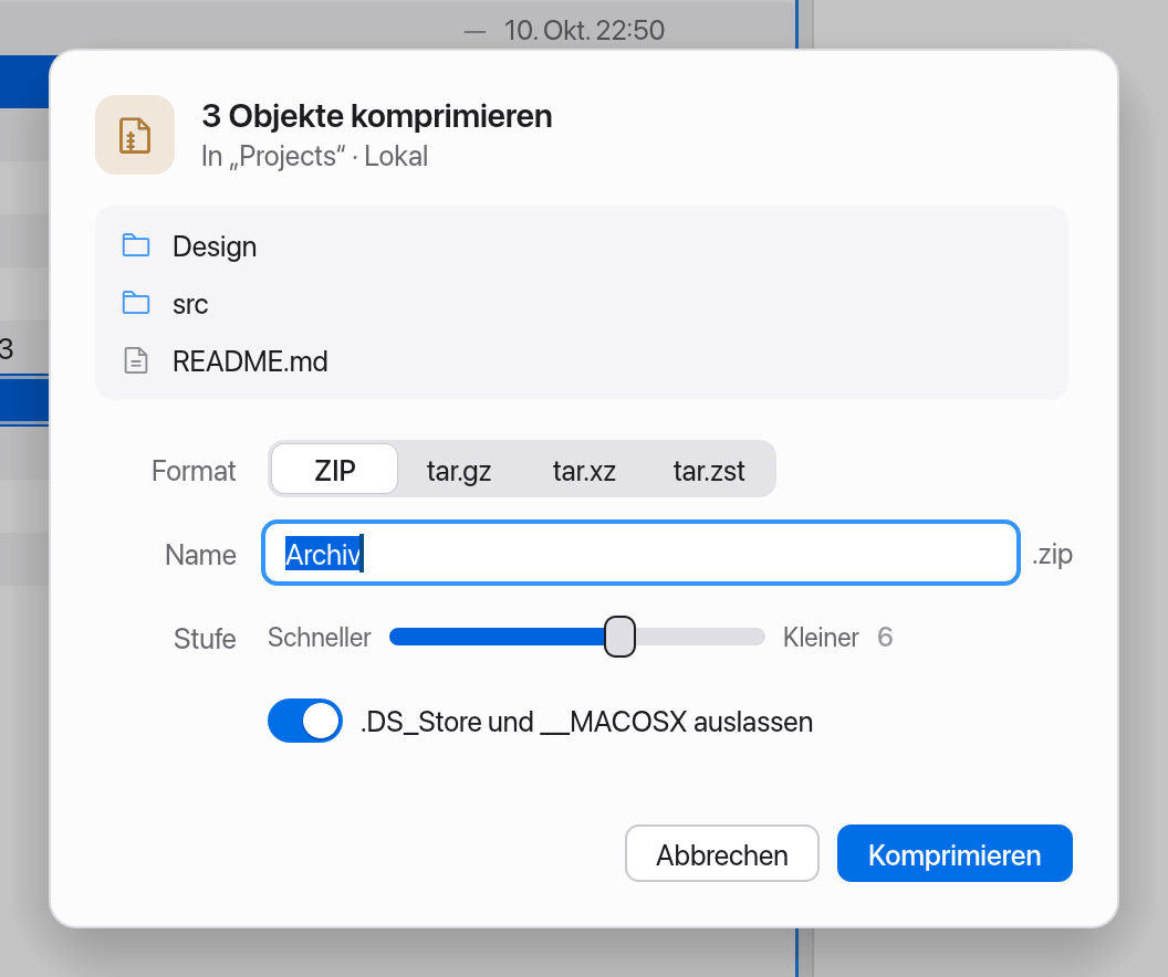 Komprimieren-Dialog