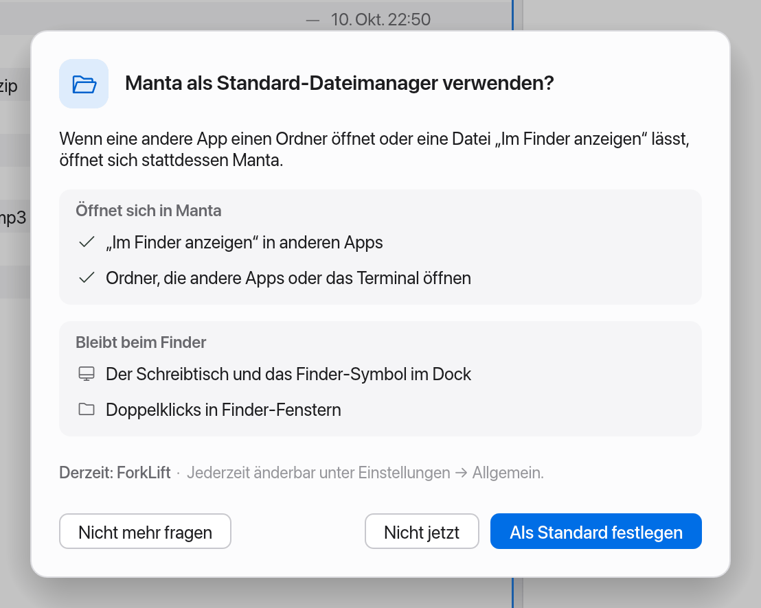 Frage nach dem Standard-Dateimanager