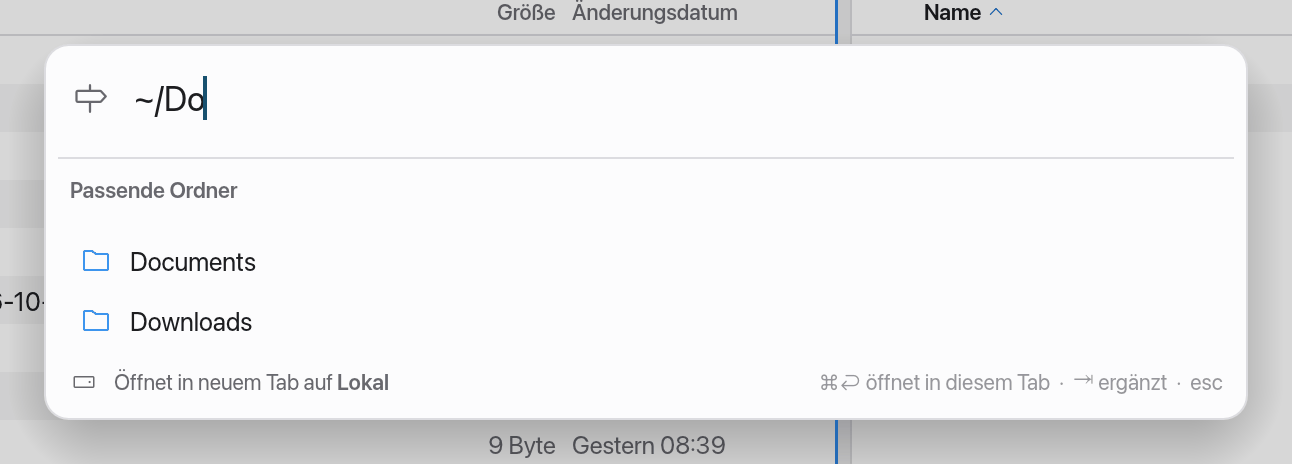 Gehe zum Pfad mit Vorschlägen