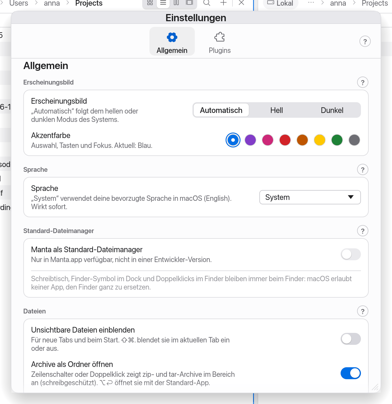 Einstellungen → Allgemein