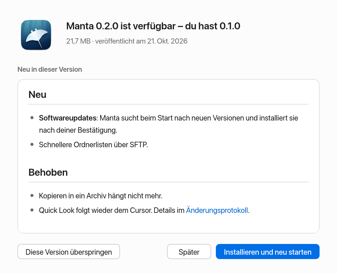 Fenster „Softwareupdate“