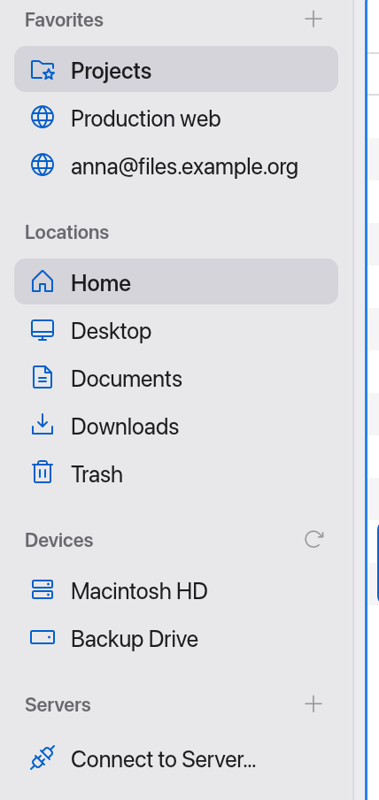 Sidebar with all sections