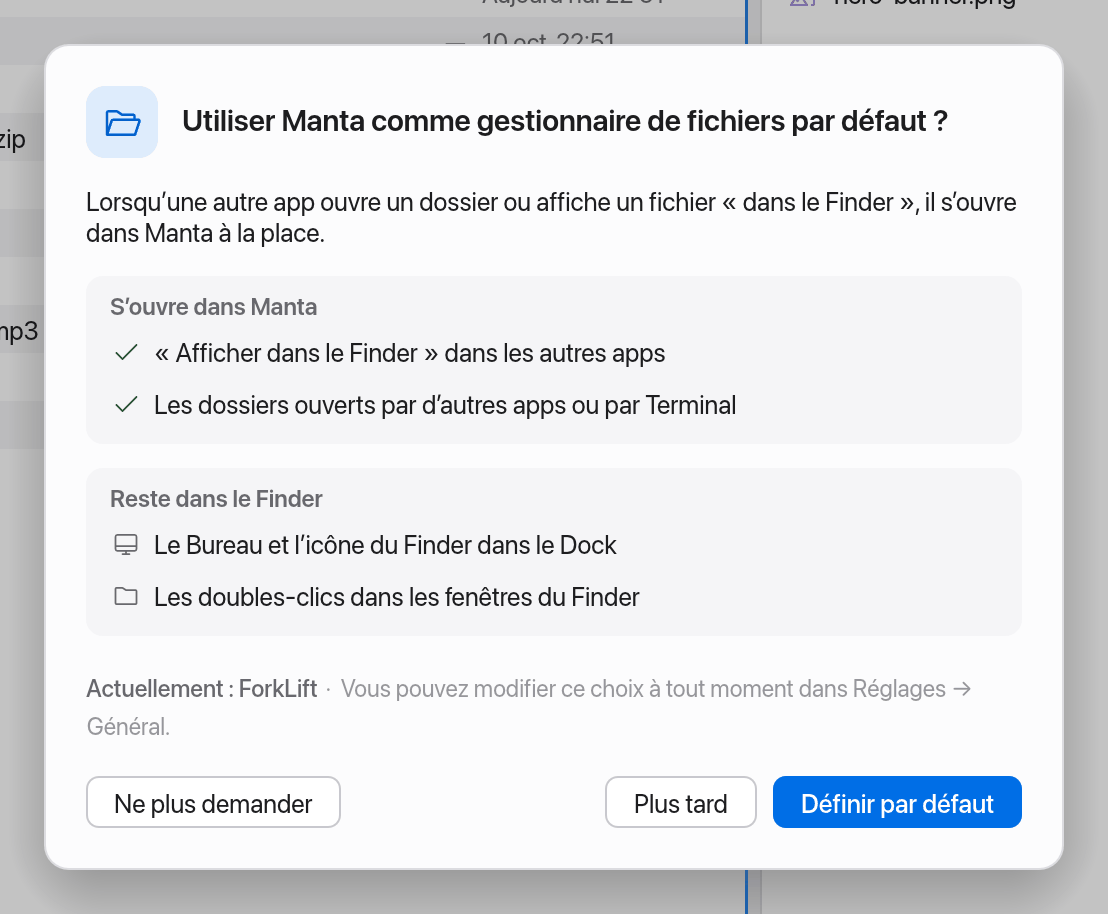 La question sur le gestionnaire de fichiers par défaut